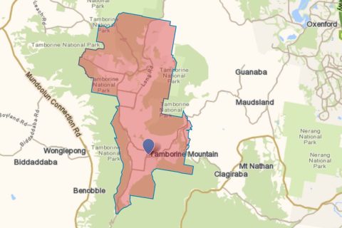 North Tamborine highlighted on Gold Coast map