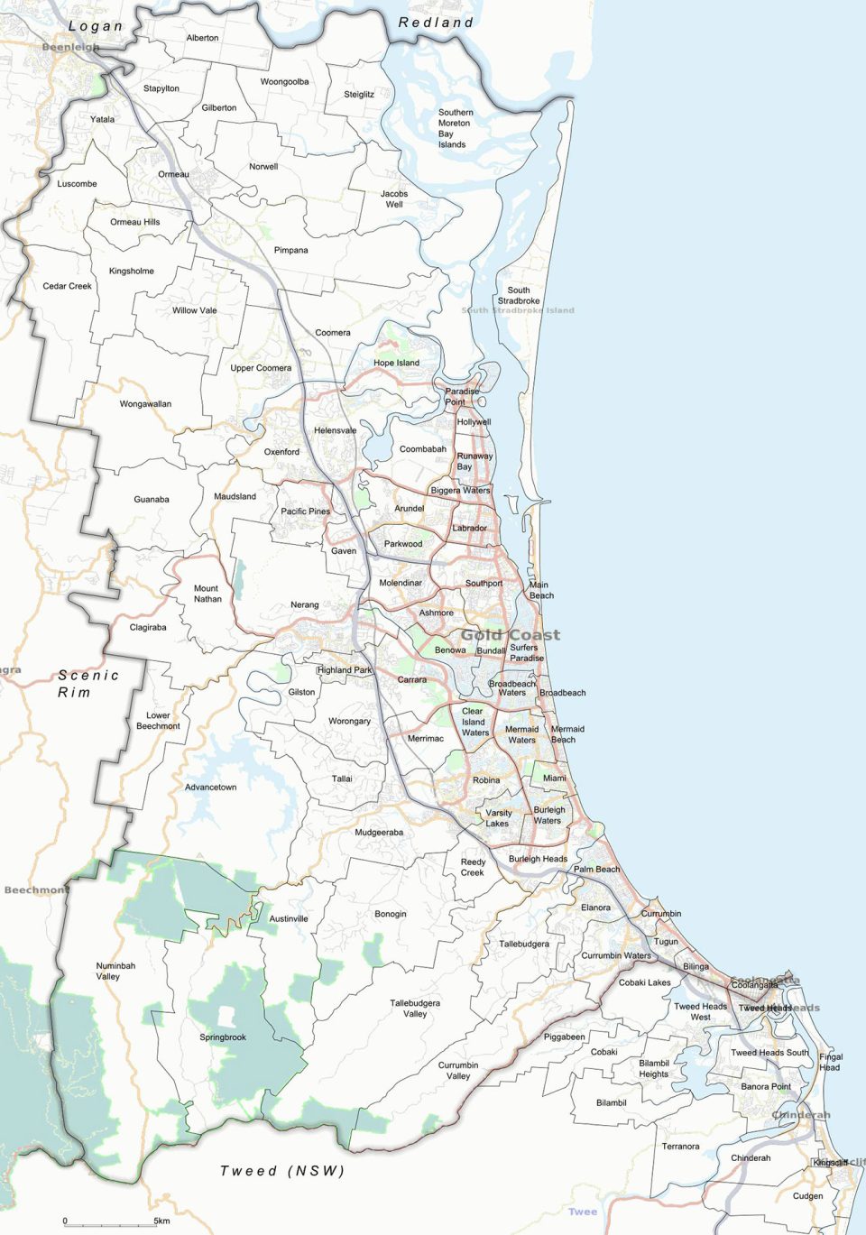 Map of Gold Coast